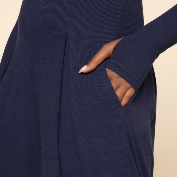 POPFLEX Go With The Flow Long Sleeve Jumpsuit - Academic Navy - Picture 3 of 7